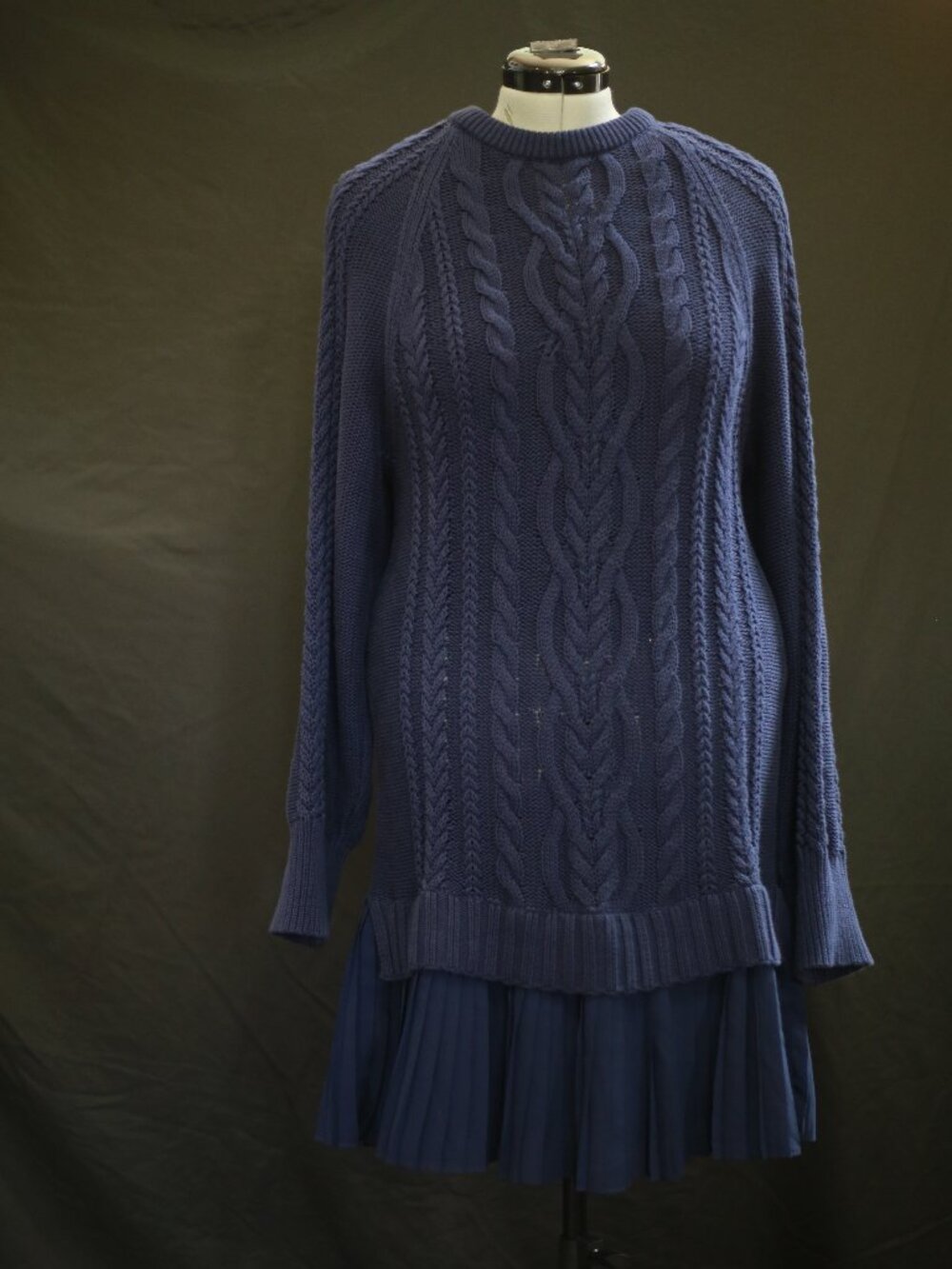 Anthropologie Knit Sweater Dress – Crew Neck, Pleated Hem – Size L/XL